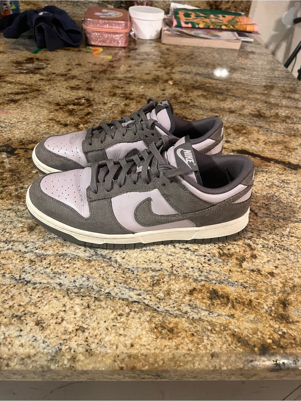 Nike Men’s Low-Top Sneakers — Gray and Light Purple Accent